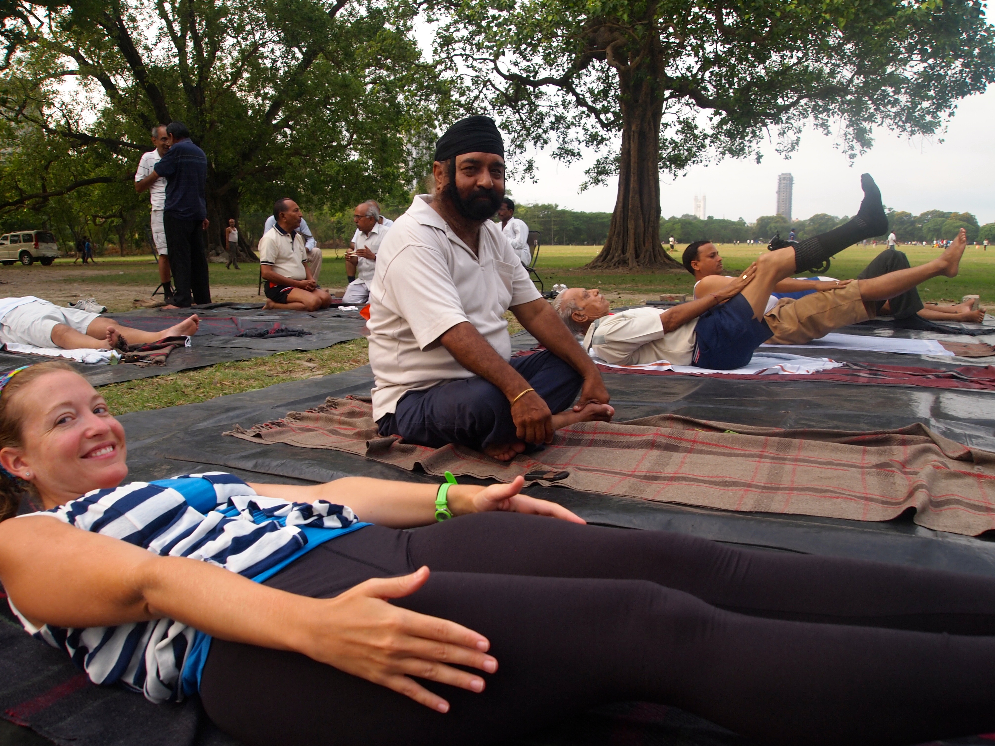 Yoga in front of Victoria Monument - Kolkata (Calcutta), India